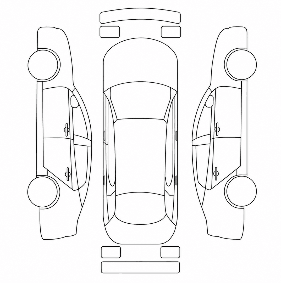 Vehicle outline diagram with numbered body-condition defect markers
